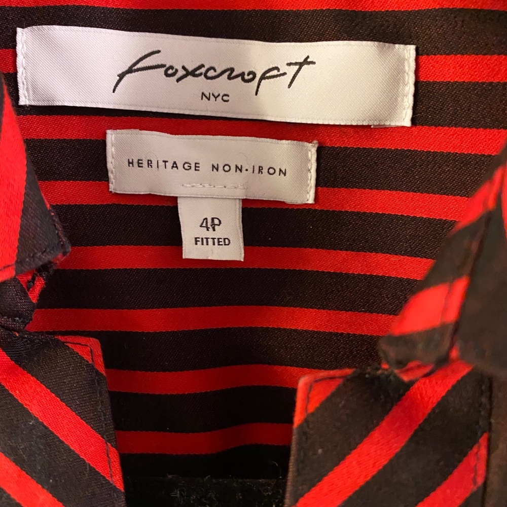 Foxcroft Red Black Placket Fitted Button Down Shi… - image 2
